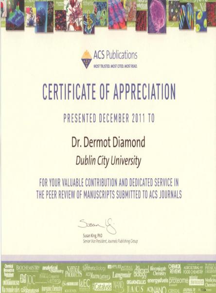 Prof. Dermot Diamond ACS Certificate